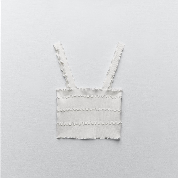 Zara seamed white crop top - Picture 2 of 2